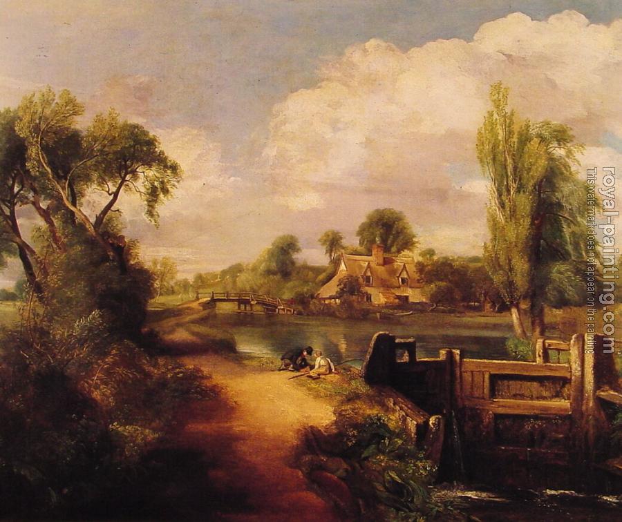 John Constable : Landscape with Boys Fishing John Constable : Landscape with Boys Fishing